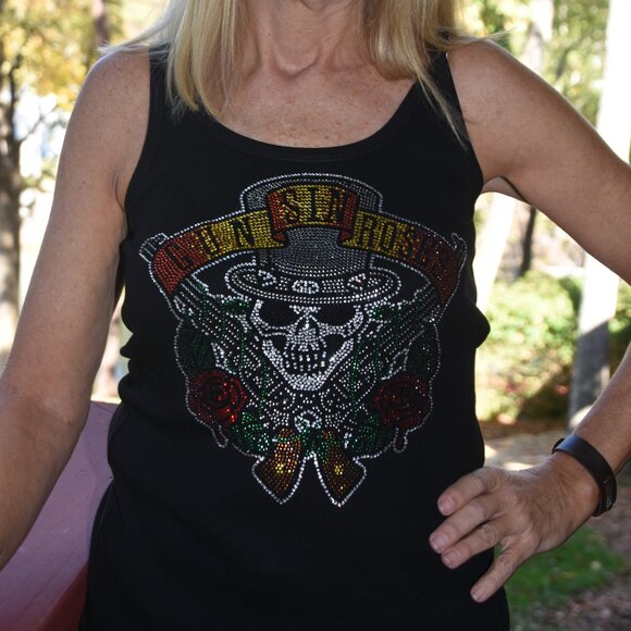 Guns N Roses   Rhinestone  bling sleeveless tank top  XS,S,M,L,XL,XXL,… - Picture 5 of 10